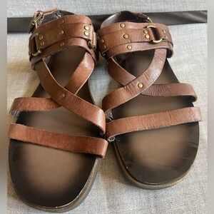 FRANCO SARTO Sandals Womens Size 9 Brown Quello Gladiator Leather Ankle Strap